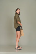 Load image into Gallery viewer, Oversized Short Sleeve Shirt - Olive
