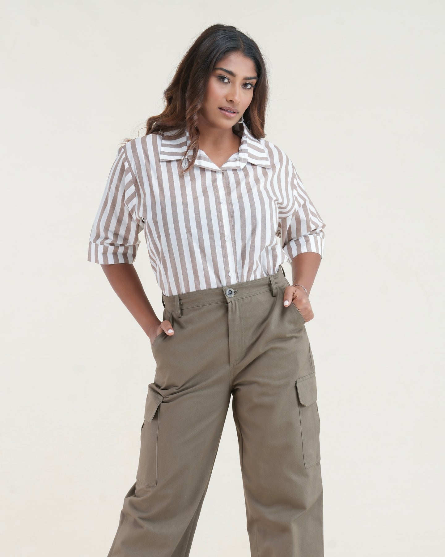 Oversized Stripe Shirt - Oak