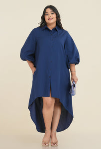 Lora High Low Dress - Navy