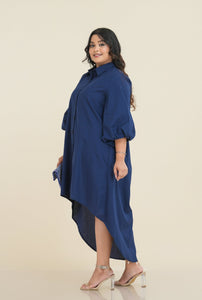 Lora High Low Dress - Navy