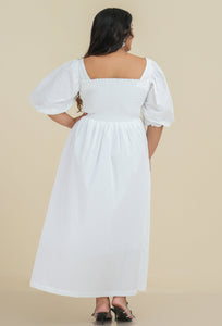 Carmen Smocked Maxi Dress - Pearl