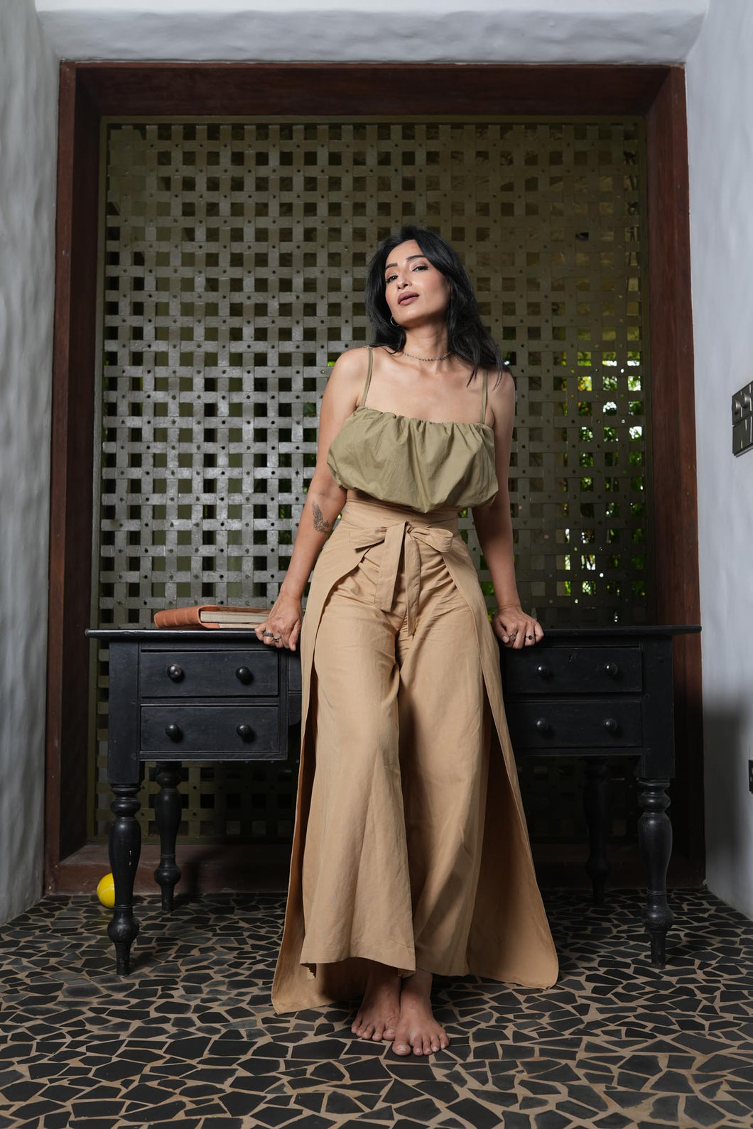 Jade Wrap Pant - Biscuit