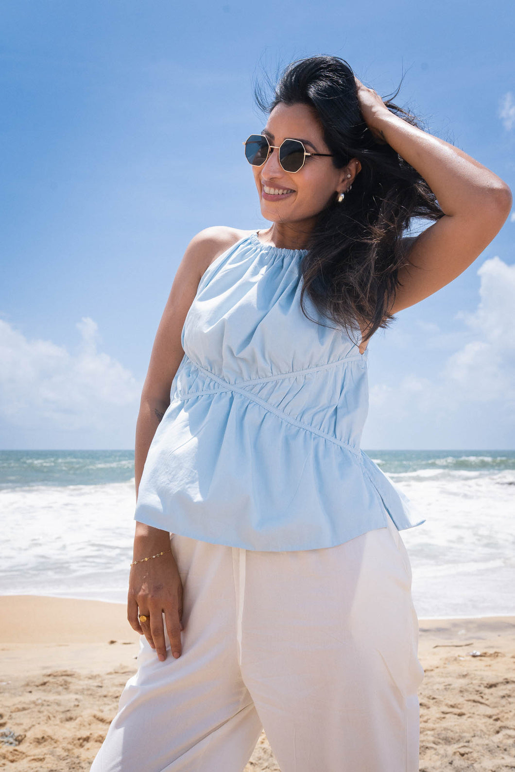 Lotus Tie-Up Top - Sky