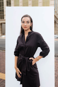 Flow Shirt Dress - Coffee