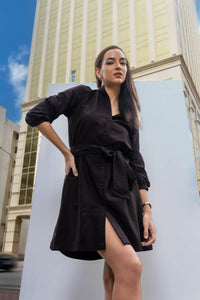 Flow Shirt Dress - Coffee