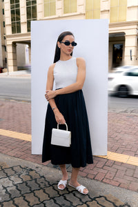 Ivory Contrast Midi Dress - Retro
