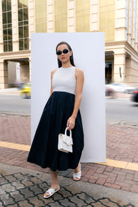 Ivory Contrast Midi Dress - Retro