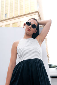 Ivory Contrast Midi Dress - Retro
