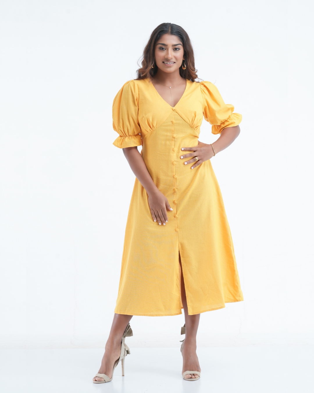 Anne Midi Dress - Mustard