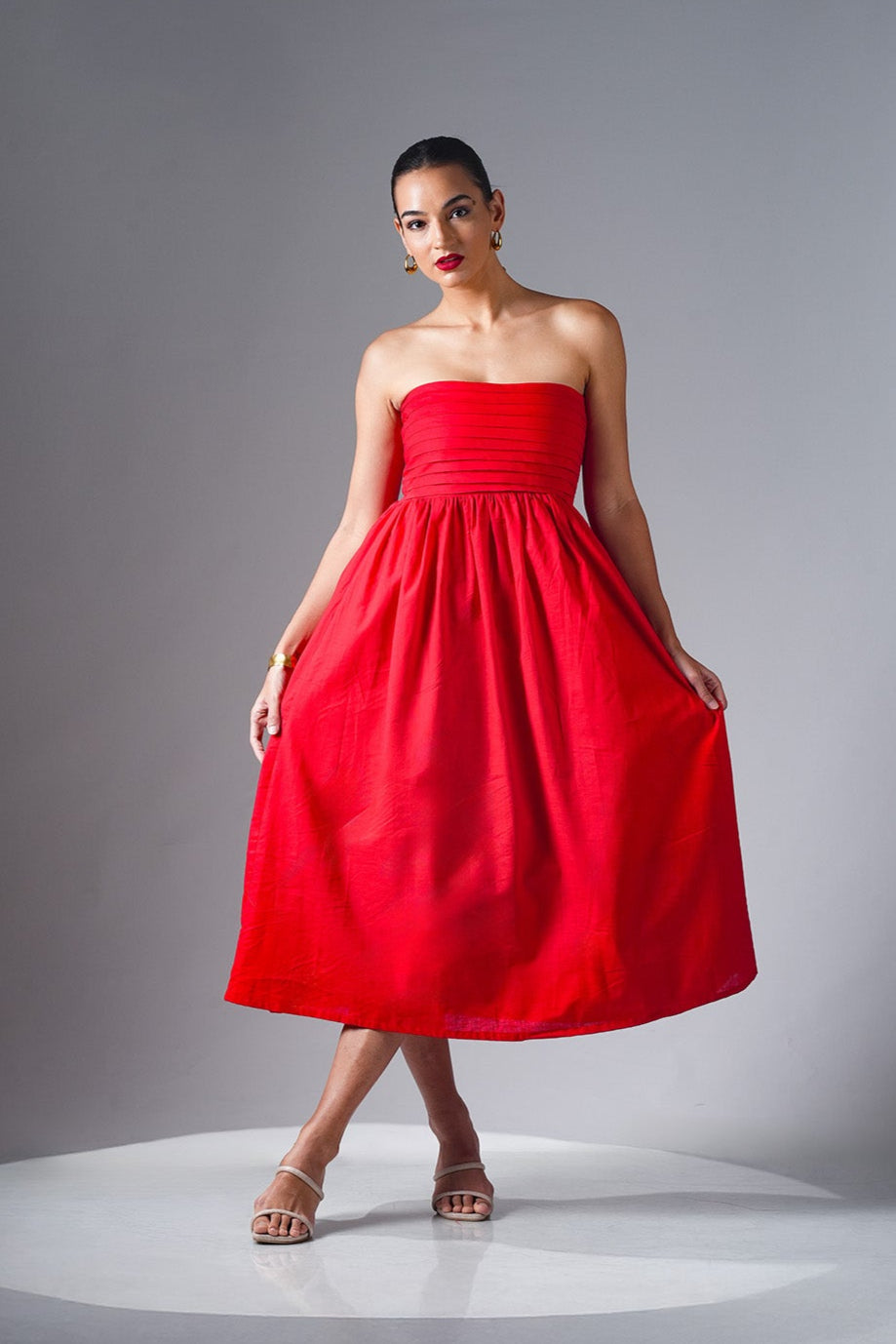 Mae Strapless Dress - Scarlet