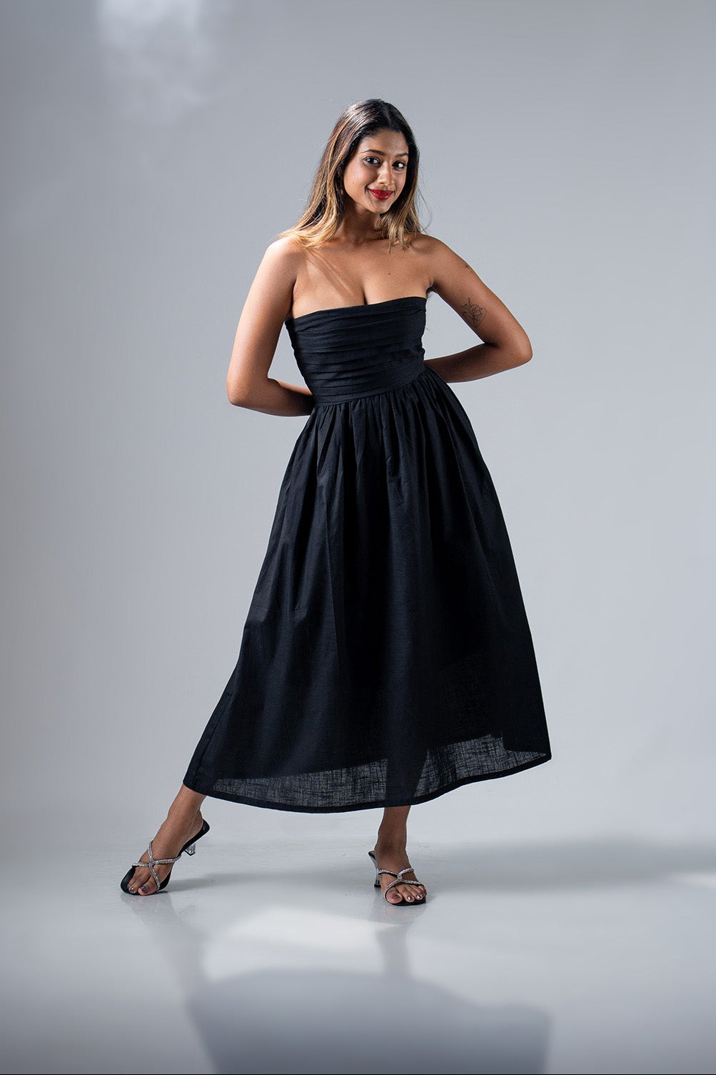 Mae Strapless Dress - Black