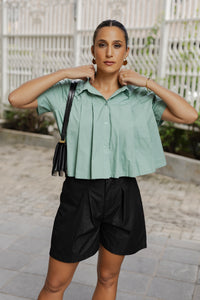 Luca Pleated Top - Biscay