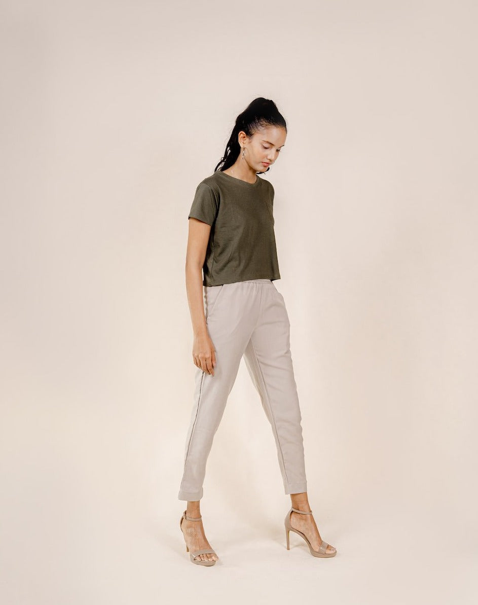 Oversized Crew Crop - Olive
