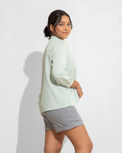 Collarless Flow Shirt - Mint