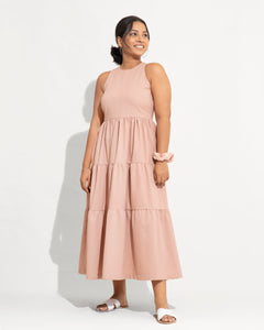 High Neck Signature Tiered Dress - Coral