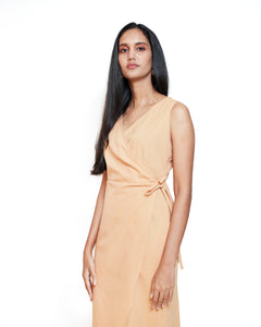 Linen Wrap Dress - Sepia