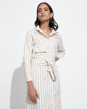 Load image into Gallery viewer, Cotton Midi Stripe Dress - Nude
