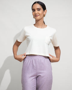 Oversized Crew Crop - Egg Shell