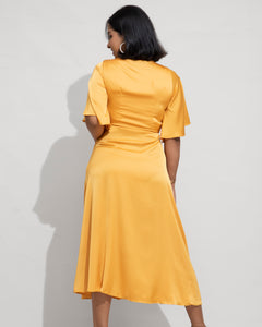 Eve Wrap Midi Dress - Mustard