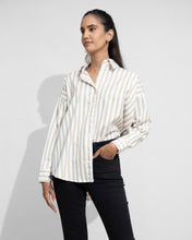 Load image into Gallery viewer, Oversized Striped Shirt - Nude
