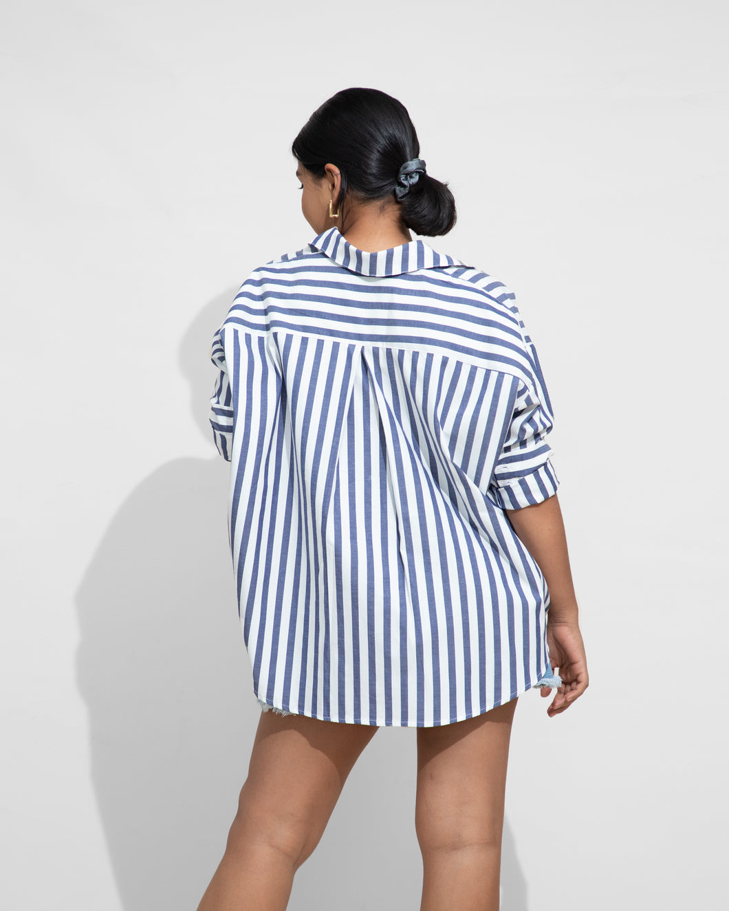 Oversized Striped Shirt - Blue