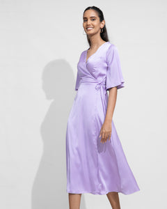 Eve Wrap Midi Dress - Purple