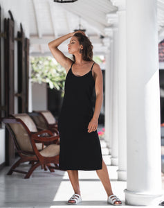 Slip Dress Midi - Black