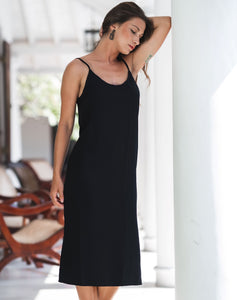 Slip Dress Midi - Black