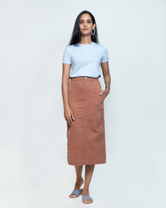 Corduroy Pencil Skirt - Pecan