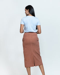 Corduroy Pencil Skirt - Pecan