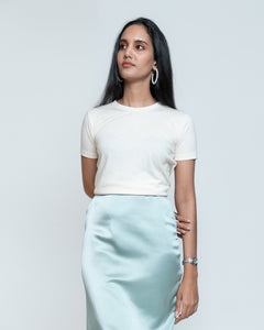 Satin Midi Skirt - Mint