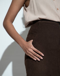 Corduroy Pencil Skirt - Brown