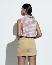 Load image into Gallery viewer, Sleeveless Plaid Shirt - Maroon
