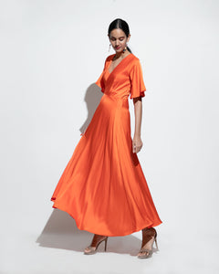 Maxi Wrap Dress - Orange