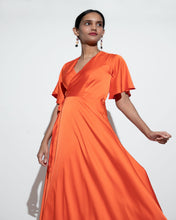 Load image into Gallery viewer, Maxi Wrap Dress - Orange
