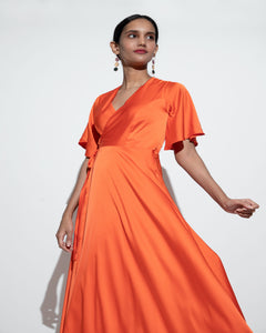 Maxi Wrap Dress - Orange