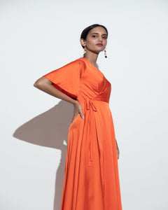 Maxi Wrap Dress - Orange