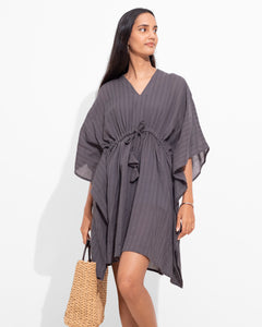 Cotton Mini Kaftan - Charcoal