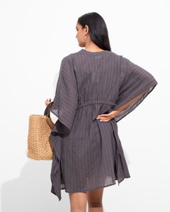 Cotton Mini Kaftan - Charcoal