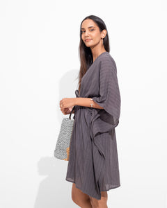 Cotton Mini Kaftan - Charcoal