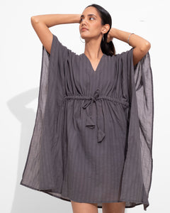 Cotton Mini Kaftan - Charcoal