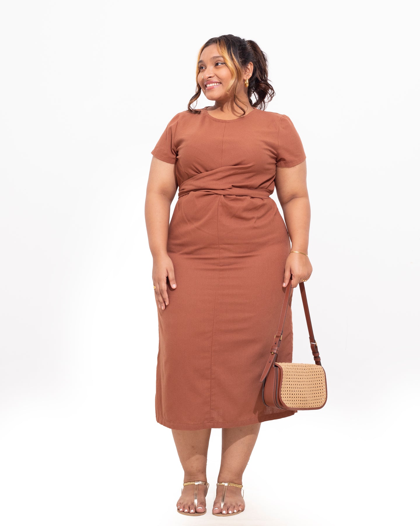 Twisted Tie Dress - Walnut