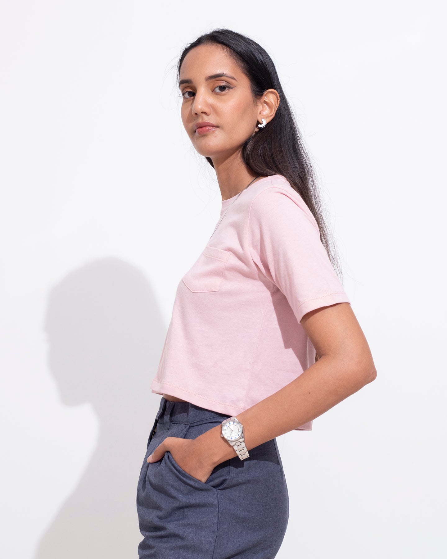 Oversized Crop T-shirt - Crepe