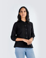 Load image into Gallery viewer, Collarless Flow Shirt - Black
