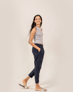 High Neck Rib Tank - Grey