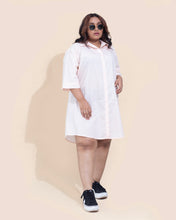 Load image into Gallery viewer, Oversized Short Sleeved Shirt Dress - Rose
