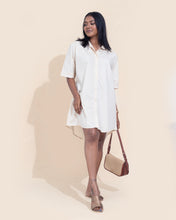 Load image into Gallery viewer, Oversized Short Sleeved Shirt Dress - Cream
