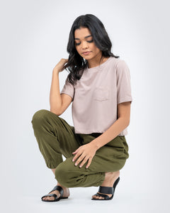 Oversized Crew Crop - Beige