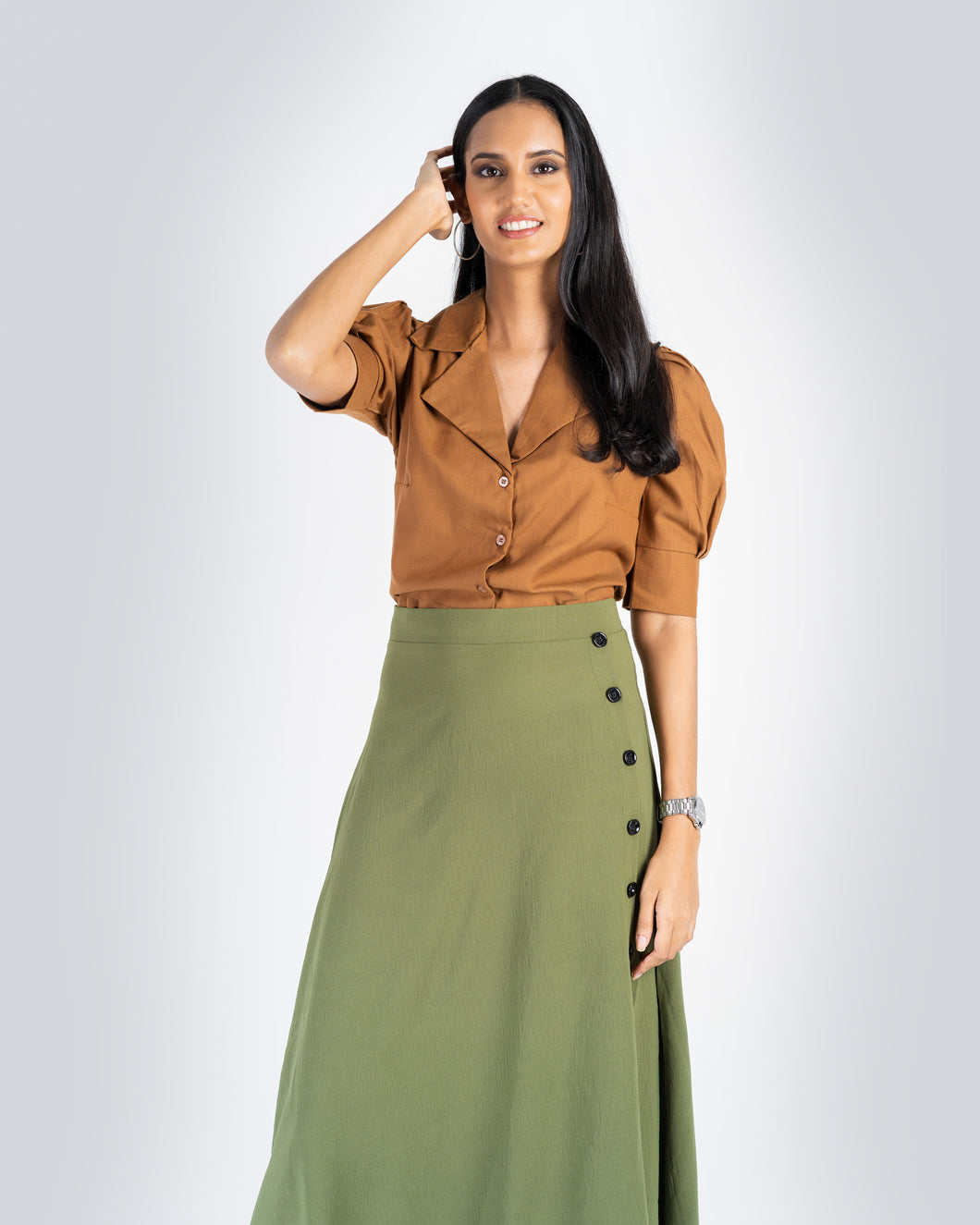 Puffed Sleeve Shirt - Caramel