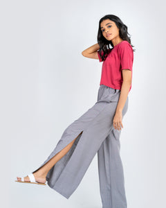 Linen Slit Pant - Ash